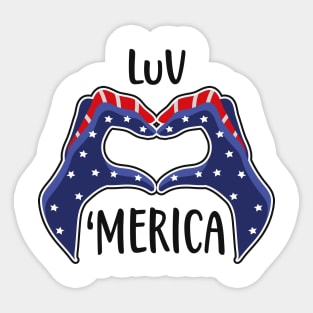 Love United States America USA Heart Hands Sticker